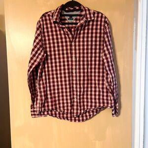 Tommy Hilfiger Red and White Plaid Shirt